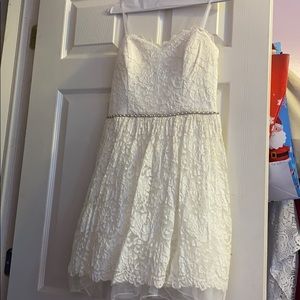 Embroidered white lace dress